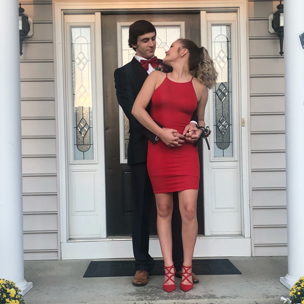 Red body-con dress